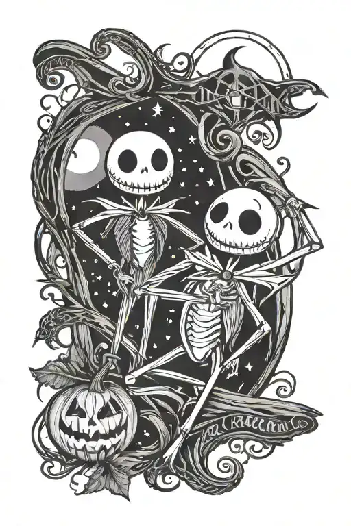 STAY SPOOKY, ZERO and JACK from nightmare before christmas  tattoo design idea