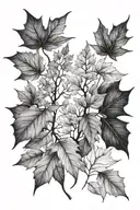fall leaves and trees tattoo design idea