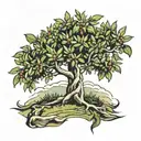 olive tree  in heaven tattoo design idea