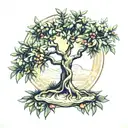 olive tree  in heaven tattoo design idea