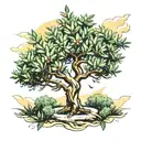 olive tree  in heaven tattoo design idea