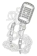 mic with cable tattoo design idea