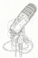 mic with cable tattoo design idea