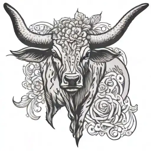longhorn with Santos around it  tattoo design idea