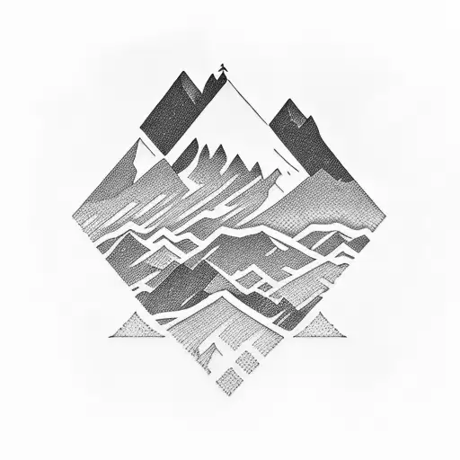 snowboard mountain tattoo design idea