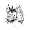 black and white eeyore  tattoo design idea