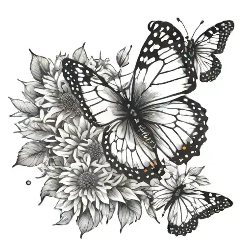 Have butterfly half Dandelion,  tattoo design idea