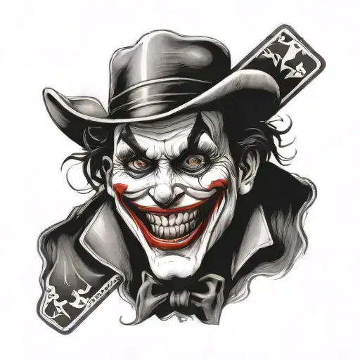 card joker heavy smile realistic tattoo design idea