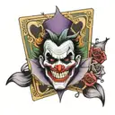 card joker heavy smile realistic tattoo design idea