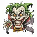 card joker heavy smile realistic tattoo design idea