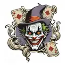 card joker heavy smile realistic tattoo design idea