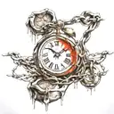12:20 melting clock over a barbed wire fence  tattoo design idea