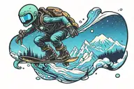 snowboard riding alien tattoo design idea