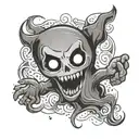 ghost with middle finger up and buttons for eyes  tattoo design idea