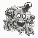 ghost with middle finger up and buttons for eyes  tattoo design idea
