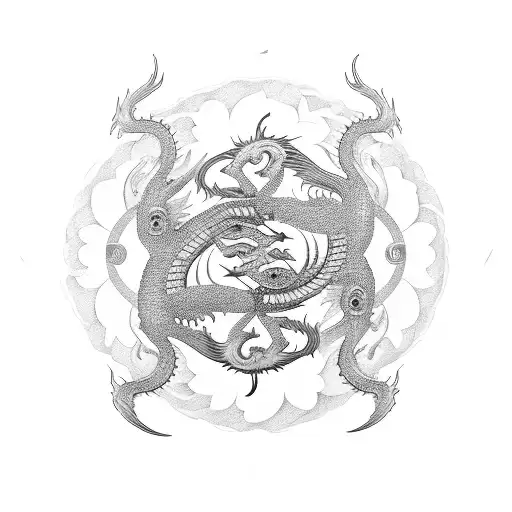 dragon and yin yang tattoo design idea