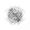 dragon and yin yang tattoo design idea