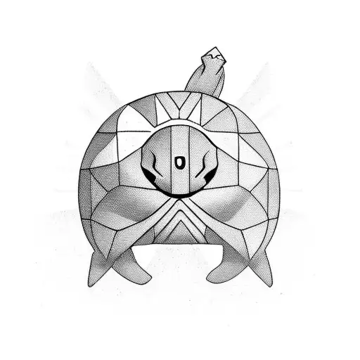 A geometric Squirtle tattoo with a minimalist design on its shell tattoo design idea