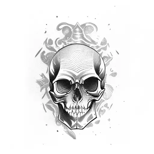 A playing card with a skull illustration instead of the traditional face tattoo design idea