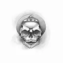 A playing card with a skull illustration instead of the traditional face tattoo design idea