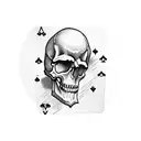 A playing card with a skull illustration instead of the traditional face tattoo design idea