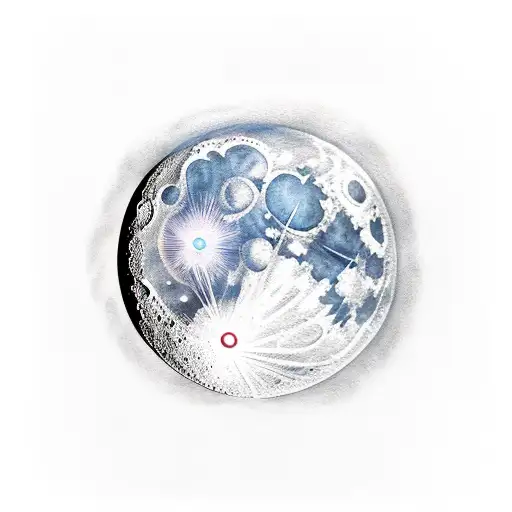 Moon and Telescope tattoo design idea