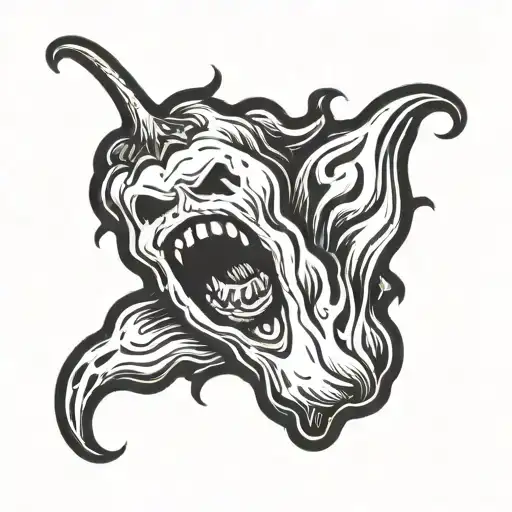 flaming ghost pepper with face tattoo design idea