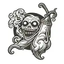 flaming ghost pepper with face tattoo design idea