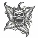flaming ghost pepper with face tattoo design idea