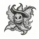 flaming ghost pepper with face tattoo design idea