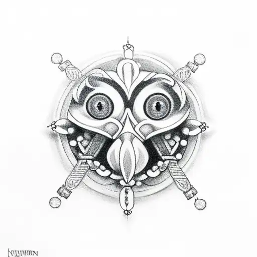 crow with rosary beads tattoo design idea