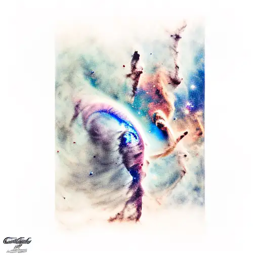 carina nebula and the black pearl ship tattoo design idea