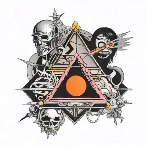 Pink Floyd the wall and dark side of the moon albums creative mix tattoo design idea