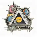 Pink Floyd the wall and dark side of the moon albums creative mix tattoo design idea