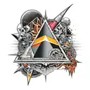 Pink Floyd the wall and dark side of the moon albums creative mix tattoo design idea
