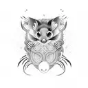 Possum surrounded by pixelated screams tattoo design idea