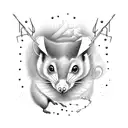 Possum surrounded by pixelated screams tattoo design idea