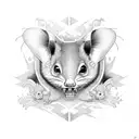 Possum surrounded by pixelated screams tattoo design idea