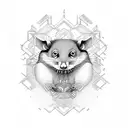 Possum surrounded by pixelated screams tattoo design idea