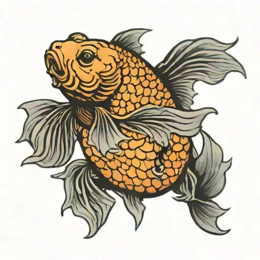 goldfish bear tattoo design idea