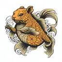 goldfish bear tattoo design idea