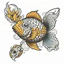goldfish bear tattoo design idea