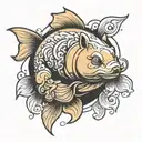 goldfish bear tattoo design idea