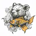 goldfish bear tattoo design idea