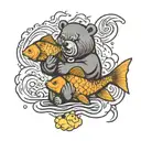 goldfish bear tattoo design idea