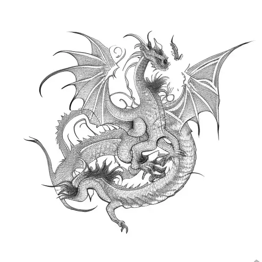 A fashion-forward Asian-inspired dragon design tattoo design idea