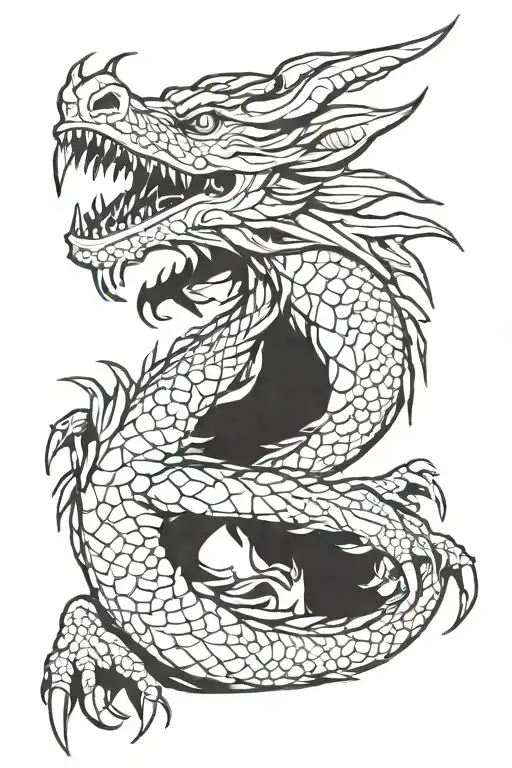 minimalistic dragon design inspired tattoo design idea