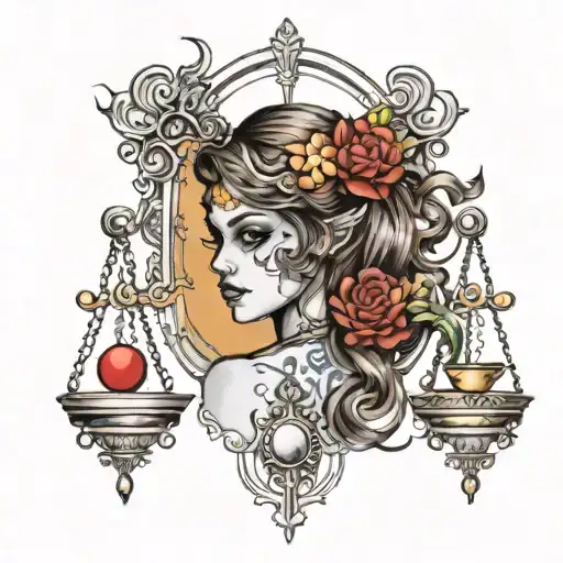 draw me a really cool female Libra tattoo design tattoo design idea