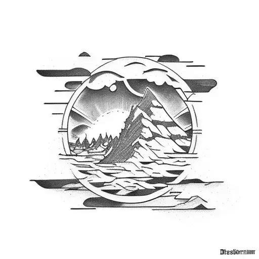 Deschutes river bend Oregon tattoo design idea