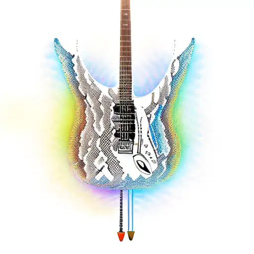 New School "A Guitar Made Out Of Snakes" Tattoo Idea BlackInk AI